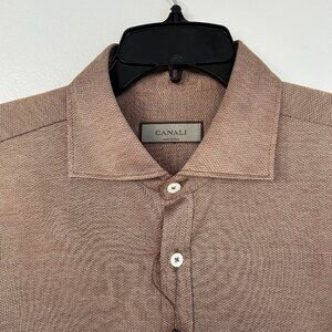 CANALI Microprint Knit Cotton Button-Up Shirt